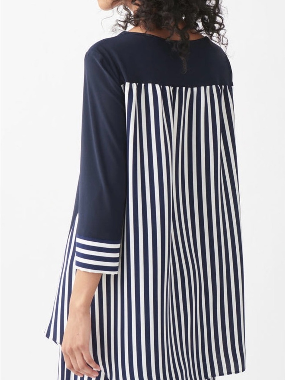 Joseph Ribkoff Midnight Blue Stripe High-Low Tunic Top • Size 10 • Style 221180 - Picture 3 of 10